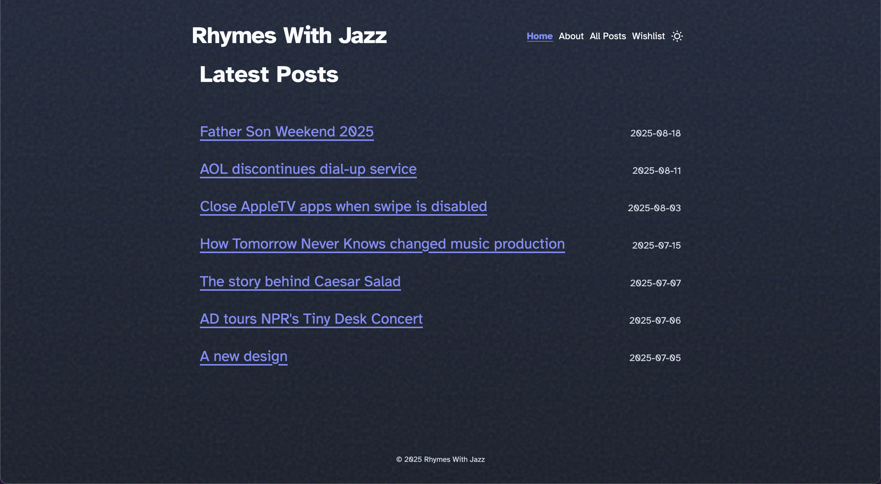 Screenshot of my old site design